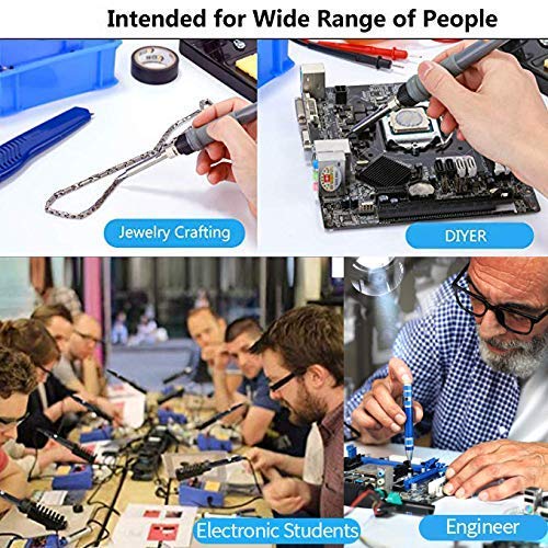 Electric Soldering Iron Kit 60W Adjustable Temperature Welding Soldering Iron with 5pcs Different Tips, 1 thread 1.0mm Dia. (Soldering Irons) - color: Black