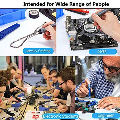 Electric Soldering Iron Kit 60W Adjustable Temperature Welding Soldering Iron with 5pcs Different Tips, 1 Solder Wire 1.0mm Dia. (Soldering Irons)(Upgrade Blue) - color: Upgrade Blue