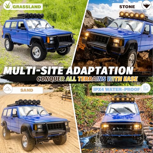 Goolsky RC Rock Crawler, 1:12 Scale Remote Control Car, 4WD Off Road RC Truck, 2.4Ghz All Terrains Climbing Vehicle, RC Car with LED Lights for Adults, Include 2 Batteries (Blue) - color: Blue
