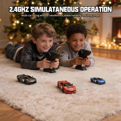 1/64 Scale Mini RC Drift Car, 60 Mins Playtime 2.4GHz Remote Control Car with 2-Speed Modes & LED Lights, Micro 4WD RC Stunt Race Car, (Blue) - color: Blue