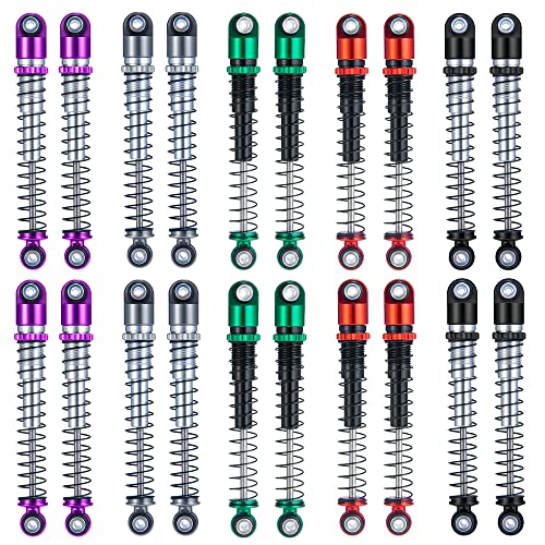 RC-Hub 4Pcs Aluminum Threaded Tele Shock Absorber Damper 48mm for 1/24 Axial SCX24 AXI90081 Deadbolt RC Crawler Car (Black Silver) - color: Black Silver