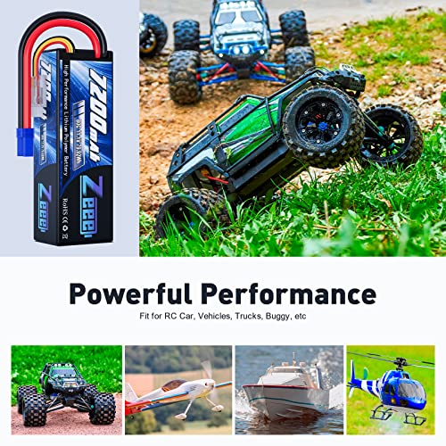 Zeee 3S Lipo Battery 7200mAh 11.1V 80C with EC5 Connector Hard Case Battery Compatible with RC Car RC Truck RC Boat LOSI Associated Racing Hobby (2 Packs)