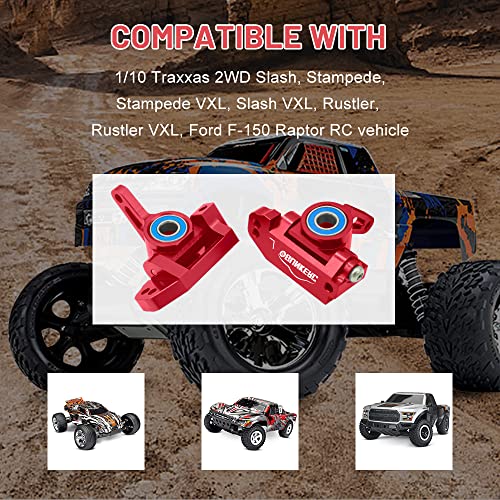 OGRC Caster Block Steering Blocks for Traxxas 2WD Slash/Stampede（Red） | L&R Aluminum Alloy 2WD Caster Block & Steering Blocks for 1/10 Traxxas Slash Stampede Rustler 2WD RC Truck - color: Red