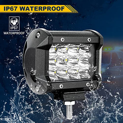 Willpower 2PCS 36W 4 Inch Led Work Light Bar Spot Beam LED Pods Waterproof Triple Row Offroad Driving Lights Fog Work Lamps for Truck Tractor 4x4 Car Boat ATV UTV SUV 4WD - size: 4'' - 36W - Spot