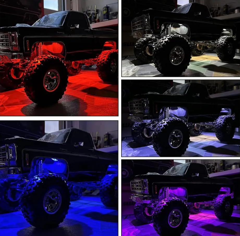 RC Led Light Chassis Light 8 Lighting Modes Rock lamp for 1/10 TRX4 Sport TRX4 K10 Bronco 1979 RC Crawler Car Upgrades Part(Black)