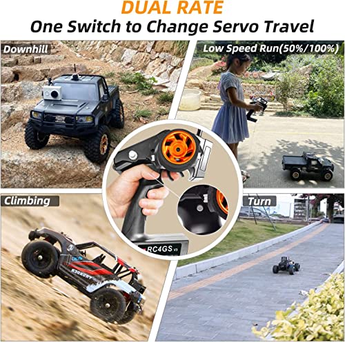 DTXMX RC4GS V3 5CH RC Transmitter & Receiver R6FG for Cars, Boats Radiolink | 5 Channels 2.4GHz Gyro Receiver | 30 Models Storage