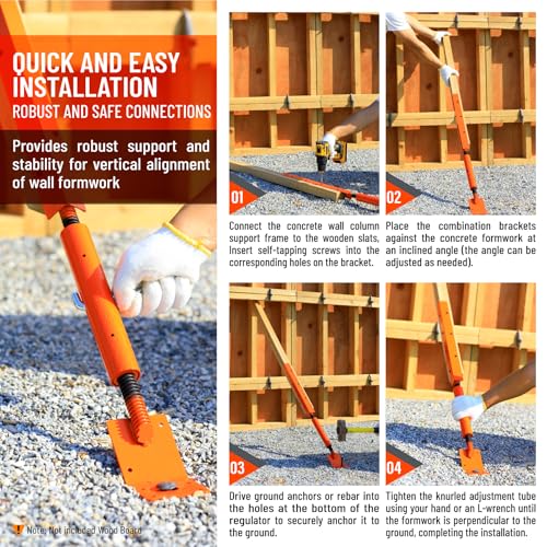 Heavy Duty Concrete Turnbuckle Form Aligner(Length: 33.2"-40")-Adjustable Wall Concrete Brace Premium Steel 2Pack
