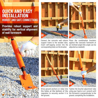 Heavy Duty Concrete Turnbuckle Form Aligner(Length: 33.2"-40")-Adjustable Wall Concrete Brace Premium Steel 2Pack