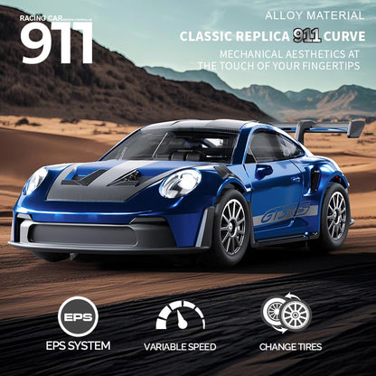 1/43 Scale RC Drift Car, 2.4G Full Proportional 4WD Remote Control Car with Gyro, Adjustable Speed & LED Lights, Alloy RC Vehicle for Adult