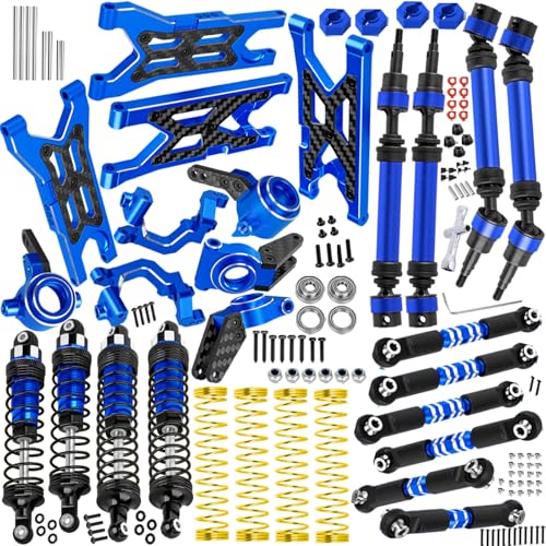 RC Upgrades Part for 1/10 Granite 3S/Senton 3S & Mega550,Aluminum Shock,Links,Suspension A-Arm,Caster Block,Steering Blocks,Stub Axle Carriers,Driveshaft CVD Axles w/Hex,Navy Blue - color: Navy Blue - (Upgrades)