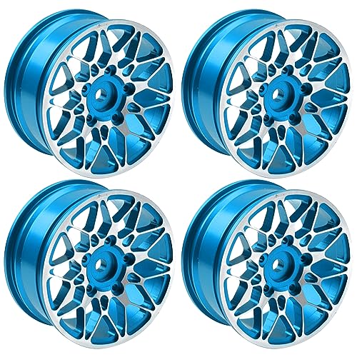 ShareGoo Metal Wheel Rims RC 12mm Hex Hubs 1/10 RC Drift On-Road Racing Touring Wheel Rim Compatible with HSP Tamiya Kyosho RedCat Sakura WLtoys Universal 1/10 RC Scales (Blue) - color: Blue