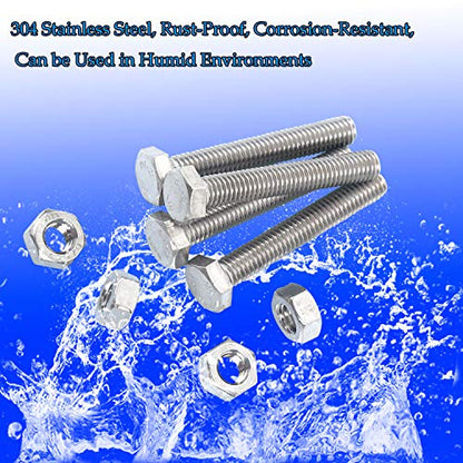 newlng M5 304 Stainless Steel Bolts and Nuts Kit, Hex Flat Head Cap Bolts Screws Nuts Hexagon Socket Head Screw,Heavy Duty Hex Bolts Nuts Assortment, Head Mechanical Parts Combination Box - size: A-M5