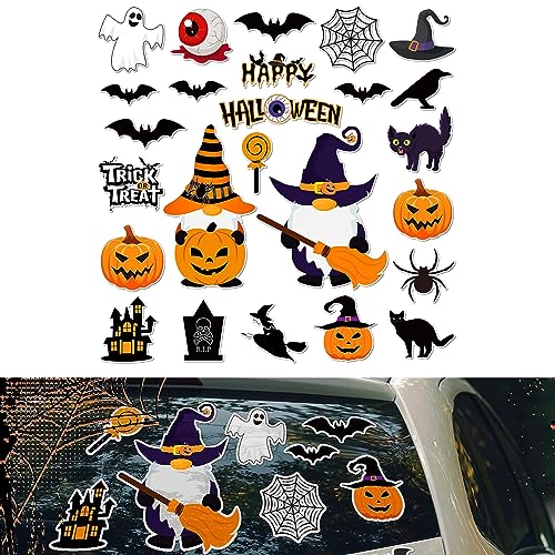 gunhunt 25 PCS Halloween Gnome Stickers, Car Pumpkin Ghost Refrigerator Decoration Stickers, Garage Door Halloween Holiday Waterproof Decals for Car Door Locker Home Decoration