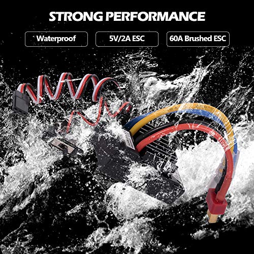 GoolRC AX-D60A 60A Waterproof Brushed ESC Electronic Speed Controller for 1/10 RC Car Off-Road Truck RC Boat 2S LiPo 6-8S NiMh Battery
