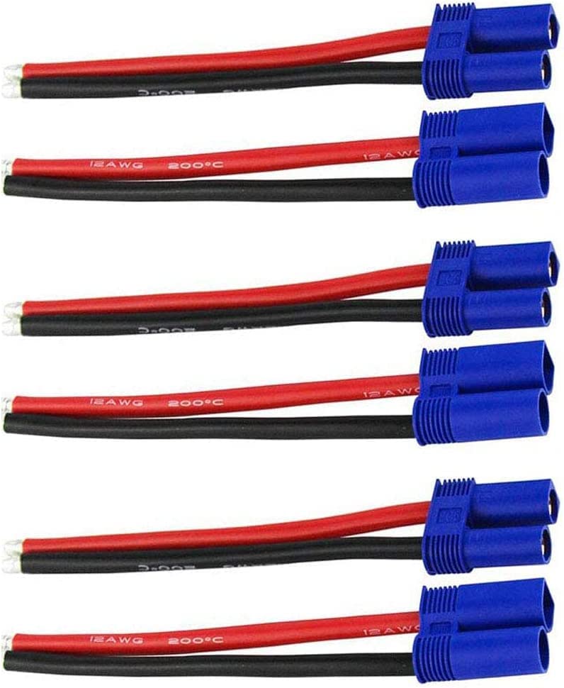 3Pairs EC5 Connectors Male & Female 5.0mm Banana Connector Plug 12 AWG 10cm Soft Silicone Wire Cable for RC Airplane Quadcopter FPV Drone Lipo Battery ESC - style: EC5