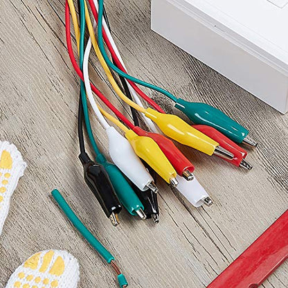 WG-026 10 Pieces and 5 Colors Test Lead Set & Alligator Clips,20.5 inches / 22 AWG Copper Wire. The Clips soldered and Stamped to the Wires. (1 Pack) - size: 1 PACK