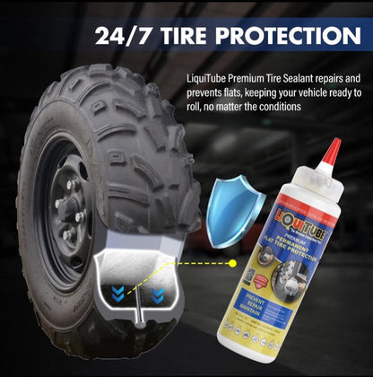 Premium Heavy Duty Tire Sealant - Permanent Flat Tire Protection for Trailer and Off Road Tires - Maintain Air Pressure, Balance - Seal Punctures, Bead, Rim, Tire Weathering Leaks (16 oz) - size: 16 oz