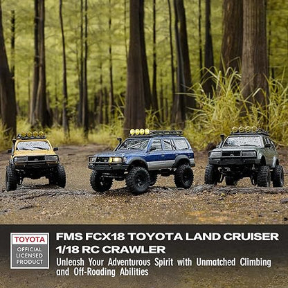 FCX18S FMS RC Crawler Toyota Cruiser 1/18 LC80 S Offroad Trucks 4X4 RC Rock Crawler with LED Lights for Adults (Grey) - color: Grey