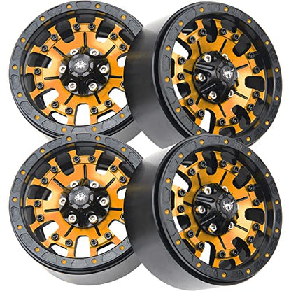ShareGoo Metal 1.9inch Beadlock Wheel Rims 12mm Hex Hubs 10-Spoke Compatible with Traxxas TRX4 Axial SCX10 RC4WD D90 D110 Tamiya CC01 MST Redcat Gen8 1/10 RC Crawler Car (Yellow) - color: Yellow