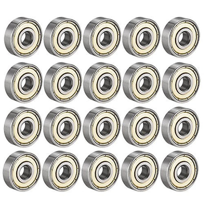 uxcell 627ZZ Ball Bearing 7mm x 22mm x 7mm Double Shielded 627-2Z 80027 Deep Groove Bearings, Carbon Steel (Pack of 20) - size: 7mmx22mmx7mm