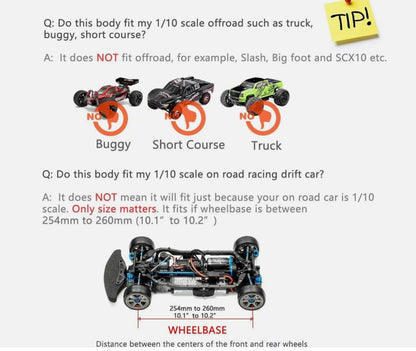 1/10 Scale RC Painted Drift Racing Touring On-Road Car Body Shell for Pick Up Truck F150 Style (Blue) - color: Blue