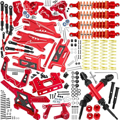 RC Upgrades Part for 1/10 Slash 2WD (VXL),A-Arm,Shock Absorber,Drive Shaft,Caster Block,Steering Blocks,Stub Axle Carriers,Steering Bellcranks,Links,Shock Tower,Front Bulkhead,Red - color: Red - (Upgrades)