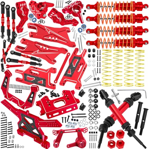 RC Upgrades Part for 1/10 Slash 2WD (VXL),A-Arm,Shock Absorber,Drive Shaft,Caster Block,Steering Blocks,Stub Axle Carriers,Steering Bellcranks,Links,Shock Tower,Front Bulkhead,Red - color: Red - (Upgrades)