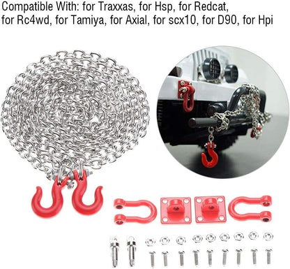 Dilwe RC Car Tow Hook Trailer Chain Set, RC U Shaped Tow Hook Trailer Chain Assemble Parts for RC Climbing Crawler Car Upgrade Part