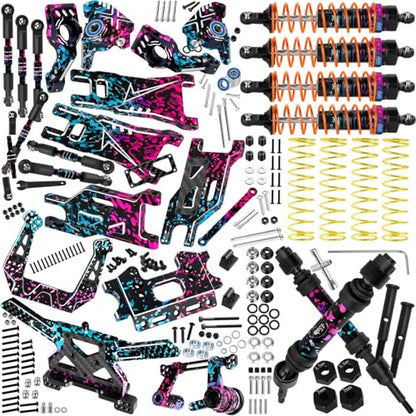 RC Upgrades Part for 1/10 Slash 2WD,Suspension Arm,Shock Absorber,Drive Shaft,Caster Block,Steering Blocks,Stub Axle Carriers,Steering Bellcranks,Links,Shock Tower,Front Bulkhead,Colour - color: Colour - (Upgrades)