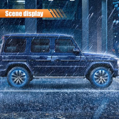 16PCS 17''-19'' Reflective Wheel Rim Stripe Decal Sticker, Vinyl Anti-Scratch Night Safety Warning Stripe Sticker, Water-Resistant Vehicle Exterior Tire Body Decal for Car Bicycle (Blue) - color: Blue
