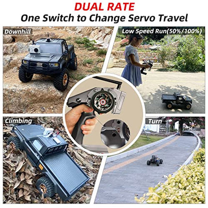 Radiolink RC6GS V3 2.4Ghz 7 Channels RC Transmitter and Receiver R7FG&R4FGM Gyro RX Volt Telemetry Long Range, Surface Radio Controller for RC Car Boat Crawler Truck Buggy Mini Car
