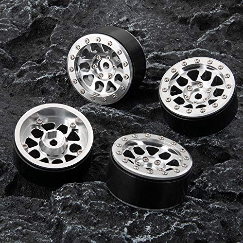 4PCS Metal 1.9" Heavy Duty Beadlock Wheel Rims for 1/10 RC Crawler Axial Scx10 II D90 TRX-4 Tamiya CC01 D110 (Silver) - color: Silver