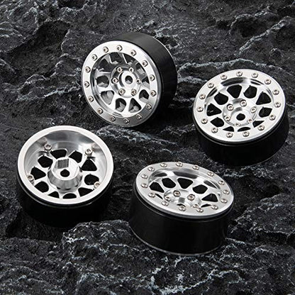 4PCS Metal 1.9" Heavy Duty Beadlock Wheel Rims for 1/10 RC Crawler Axial Scx10 II D90 TRX-4 Tamiya CC01 D110 (Silver) - color: Silver