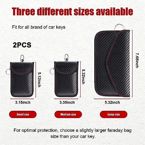 Kewucn 2 Pack Faraday Bag for Key Fob, RFID Signal Blocking Key Fob Protector and Anti-Hacking Faraday Cage, Carbon Fiber Anti-Theft Car Keys Faraday Pouch, Premium Car Key Safe Protector (Small) - size: Small (3.15×5.12 inches)