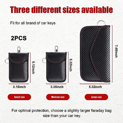 Kewucn 2 Pack Faraday Bag for Key Fob, RFID Signal Blocking Key Fob Protector and Anti-Hacking Faraday Cage, Carbon Fiber Anti-Theft Car Keys Faraday Pouch, Premium Car Key Safe Protector (Small) - size: Small (3.15×5.12 inches)