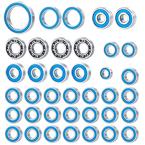 38PCS Ball Bearing Set Blue Rubber Sealed for 1/10 Axial SCX10 III AXI03007 RC Crawler Car