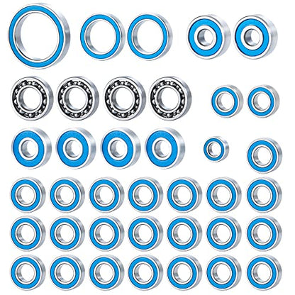 38PCS Ball Bearing Set Blue Rubber Sealed | For 1/10 Axial SCX10 III AXI03007, RC Crawler Car