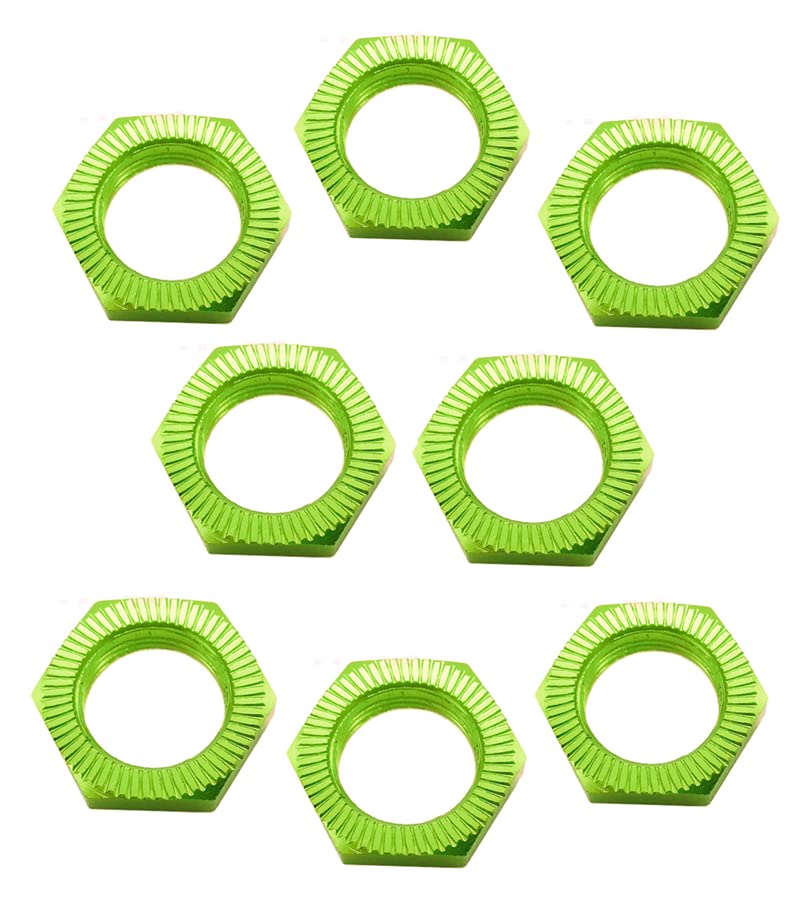 8 pcs Aluminum RC Wheel Nuts 17mm Thread 1.0mm for ARRMA HSP AXIAL FS HIMOTO Redcat Upgraded Hop-Up Parts (Green) - color: Green