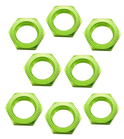 8 pcs Aluminum RC Wheel Nuts 17mm Thread 1.0mm for ARRMA HSP AXIAL FS HIMOTO Redcat Upgraded Hop-Up Parts (Green) - color: Green