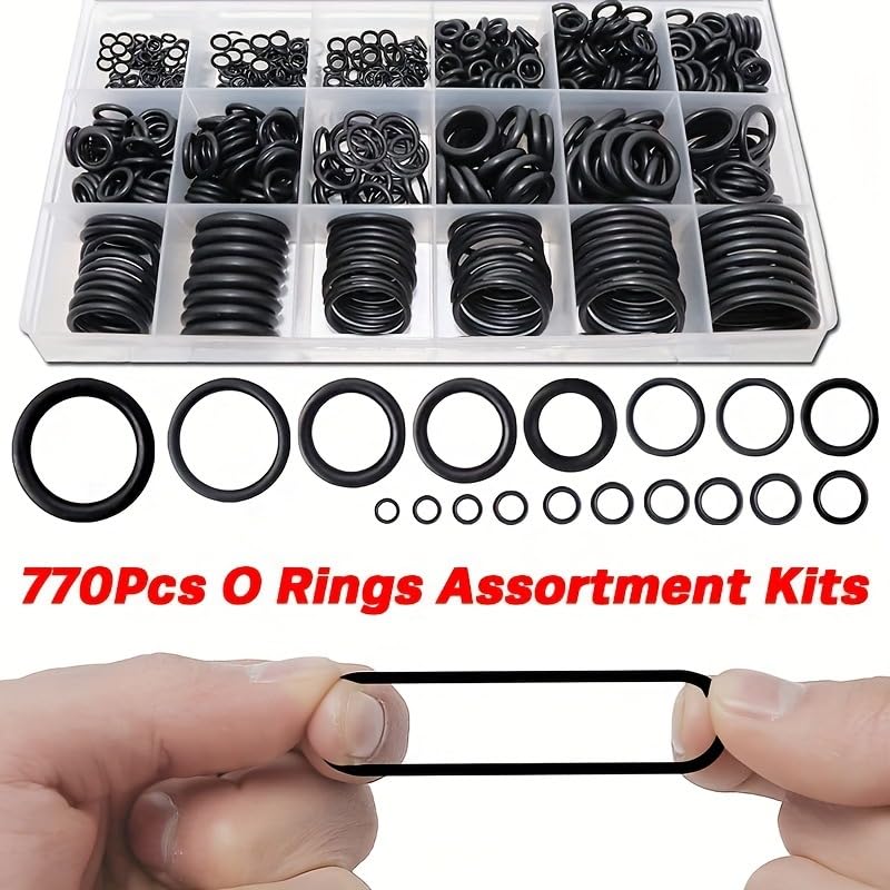 770Pcs O-Ring Assortment Kit, 18 Sizes Nitrile Rubber, for Automotive Plumbing Air Water Fitting Repair - style: 18 Size/770 Pcs