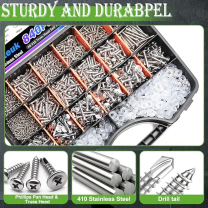 mxuteuk 1505PCS #8#10 & M2 M3 M4 Self Tapping Screws Kits,410 Stainless Steel Truss Head Self Drilling Screws and Carbon Steel Phillips Pan Head Self Tapping Screws for Plastic,Wood - size: SV #8 #10 & M2 M3 M4 Kit, style: Truss & Pan Head
