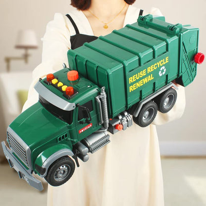 Dwi Dowellin Toddler Toys for 3 + Years Old Boys, 15" Large Garbage Truck Toy,Friction Powered Waste Management Garbage Truck with Lights and Sounds,3 Rear Loader Trash Cans,Kids Gift - style: garbage tuck