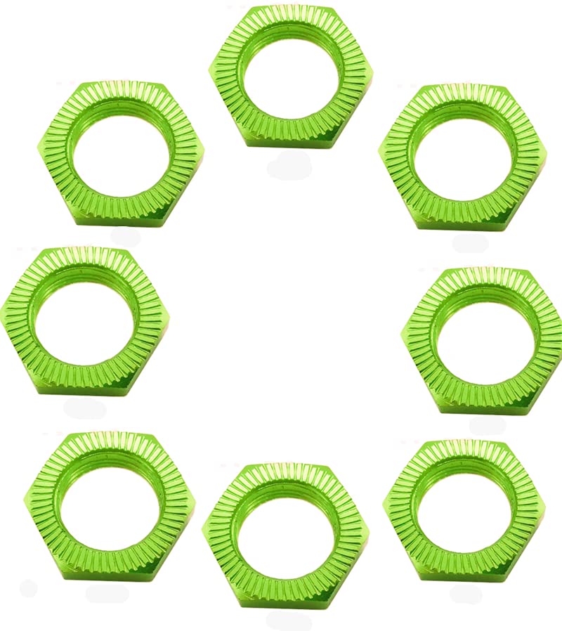 8 pcs Aluminum RC Wheel Nuts 17mm Thread 1.0mm for ARRMA HSP AXIAL FS HIMOTO Redcat Upgraded Hop-Up Parts (Green) - color: Green