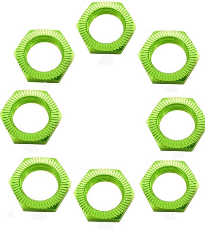 8 pcs Aluminum RC Wheel Nuts 17mm Thread 1.0mm for ARRMA HSP AXIAL FS HIMOTO Redcat Upgraded Hop-Up Parts (Green) - color: Green