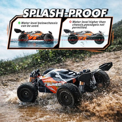 RC Cars 1:18 High-Speed RC Off-Road Truck for Adults & Boys,36KM/H RC Car with Metal Drivetrain, Dual Rechargeable Batteries, Splash-Proof Electronics, Portable Remote Control Car for Outdoor Fun Gift