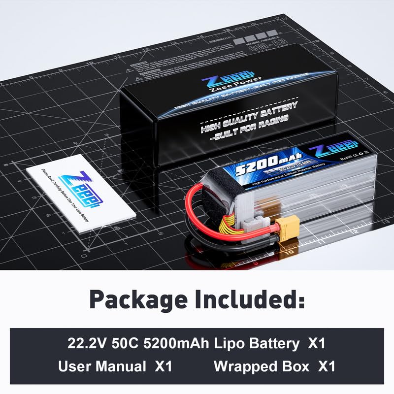 Zeee 6S Lipo Battery 5200mAh 22.2V 50C with XT90 Plug | Compatible for RC Airplane RC Quadcopter Helicopter Car Truck Boat Hobby