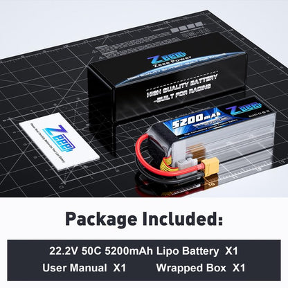 Zeee 6S Lipo Battery 5200mAh 22.2V 50C with XT90 Plug | Compatible for RC Airplane RC Quadcopter Helicopter Car Truck Boat Hobby
