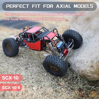 Nylon Rock Buggy Roll Cage Body Shell Chassis Kit for SCX10 ll 90046(Red) | Roll Cage Rock Buggy Body Shell,1/10 RC Crawler Upgrade Parts,High-strength,Easy Assembled - color: Red