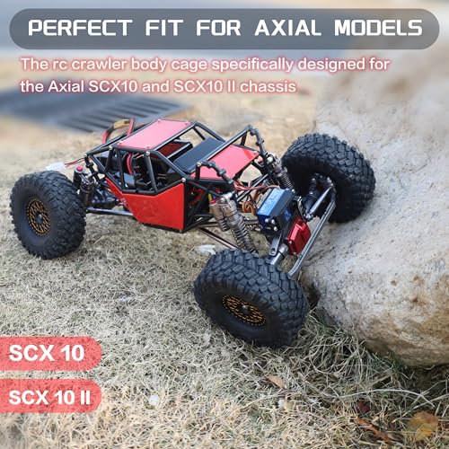 Nylon Rock Buggy Roll Cage Body Shell Chassis Kit for SCX10 ll 90046(Red) | Roll Cage Rock Buggy Body Shell,1/10 RC Crawler Upgrade Parts,High-strength,Easy Assembled - color: Red