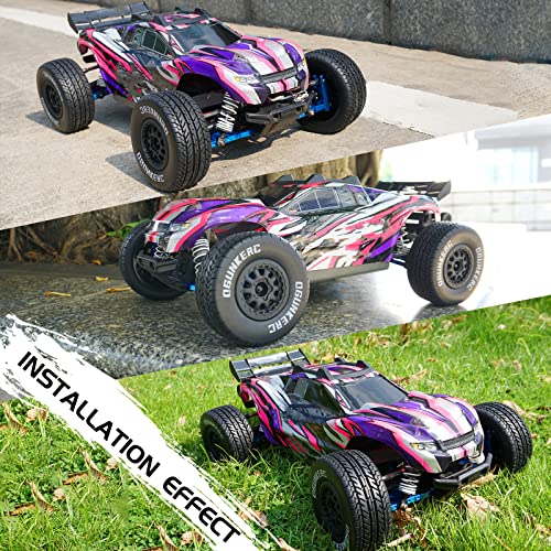 OGRC 4PCS 12mm Hex Tires Plastic Wheel Rims with Foam Inserts Rubber Tyres for 1/10 Tires for Traxxas Slash Redcat Axial Redcat HSP Tamiya HPI Kyosho RC Short Course Truck